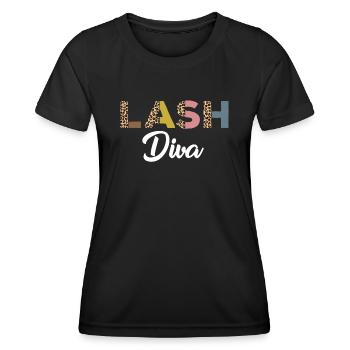 Lustige Wimpern Diva Mit Leopardenmuster - Frauen Funktions-T-Shirt - Schwarz - Vorne - AI Model Female 172 light (172cm)