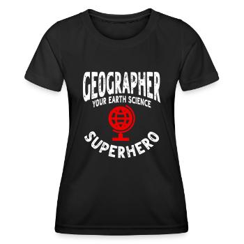 Funny Geographer Design - Women's Functional T-Shirt - black - Front - AI Model Female 172 light (172cm)