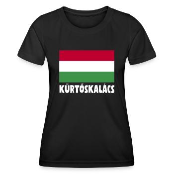kaminkucKürtőskalács Ungarische Fahne - Frauen Funktions-T-Shirt - Schwarz - Vorne - AI Model Female 172 light (172cm)