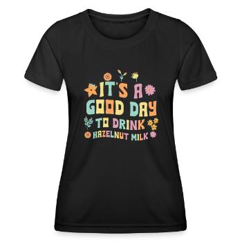 Lait de noisette - T-shirt sport Femme - noir - Devant - AI Model Female 172 light (172cm)