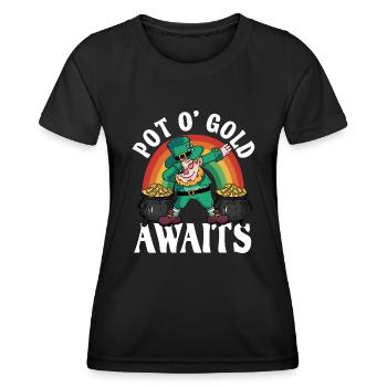 St. Patrick's Day – Pot O' Gold Awaits - Frauen Funktions-T-Shirt - Schwarz - Vorne - AI Model Female 172 light (172cm)