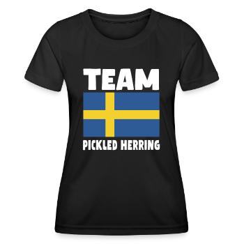 Eingelegter Hering Schwedische Fahne - Frauen Funktions-T-Shirt - Schwarz - Vorne - AI Model Female 172 light (172cm)
