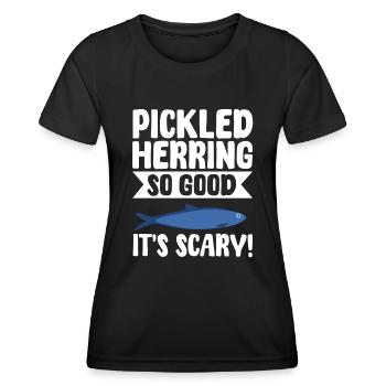 eLustiger Eingelegter Hering Geschenkidee - Frauen Funktions-T-Shirt - Schwarz - Vorne - AI Model Female 172 light (172cm)