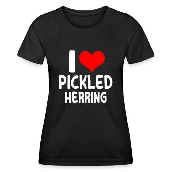 NähIch Liebe Eingelegten Hering - Frauen Funktions-T-Shirt - Schwarz - Vorne - AI Model Female 172 light (172cm)