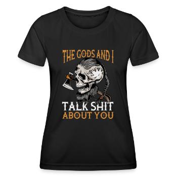Lustiges Wikinger T-shirt - Frauen Funktions-T-Shirt - Schwarz - Vorne - AI Model Female 172 light (172cm)