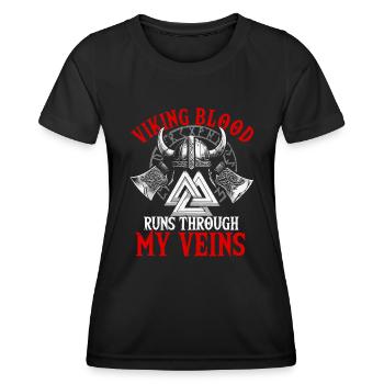 Wikingerblut Fließt Durch Meine Adern - Frauen Funktions-T-Shirt - Schwarz - Vorne - AI Model Female 172 light (172cm)