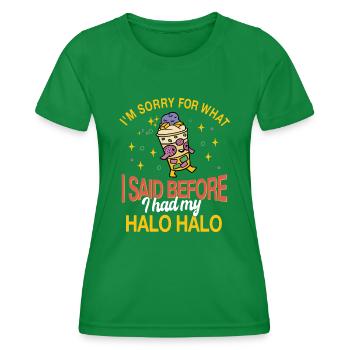 Funny Halo Halo Humor - Women's Functional T-Shirt - kelly green - Front - AI Model Female 172 dark (172cm)