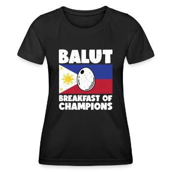 Balut-ei, Philippinische Delikatesse, Entenei, - Frauen Funktions-T-Shirt - Schwarz - Vorne - AI Model Female 172 light (172cm)