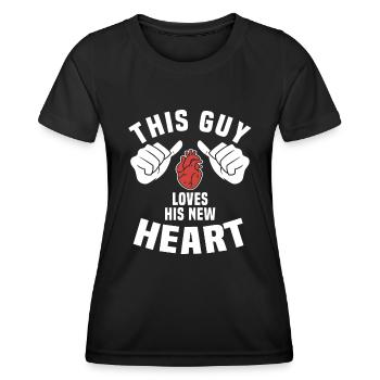 Ce gars aime son nouveau cœur - T-shirt sport Femme - noir - Devant - AI Model Female 172 light (172cm)
