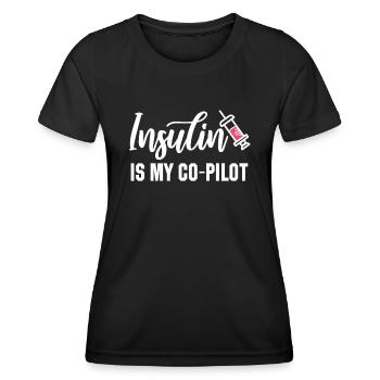 L’insuline est mon copilote - T-shirt sport Femme - noir - Devant - AI Model Female 172 light (172cm)
