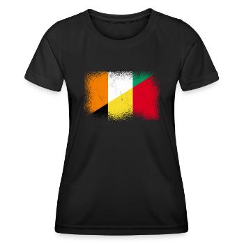Elfenbeinküste Belgien Fahne - Frauen Funktions-T-Shirt - Schwarz - Vorne - AI Model Female 172 light (172cm)