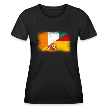 Elfenbeinküste Spanien Fahne - Frauen Funktions-T-Shirt - Schwarz - Vorne - AI Model Female 172 light (172cm)