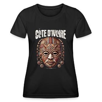 Côte d’Ivoire Afrique de l’Ouest Éléphant Drapeau ivoirien - T-shirt sport Femme - noir - Devant - AI Model Female 172 light (172cm)