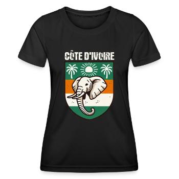 Karte Mit Der Flagge Der Elfenbeinküste, - Frauen Funktions-T-Shirt - Schwarz - Vorne - AI Model Female 172 light (172cm)
