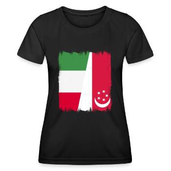 Singapour, Italie - T-shirt sport Femme - noir - Devant - AI Model Female 172 light (172cm)