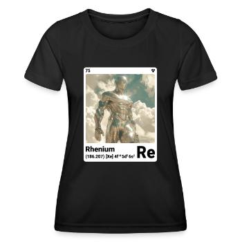 AI am Rhenium (at) Stilelement periodisch - Frauen Funktions-T-Shirt - Schwarz - Vorne - AI Model Female 172 light (172cm)