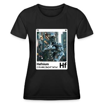 AI am Hafnium (at) Stilelement periodisch - Frauen Funktions-T-Shirt - Schwarz - Vorne - AI Model Female 172 light (172cm)
