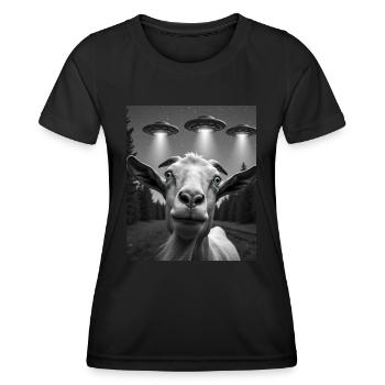 OVNI Chèvre Drôle - T-shirt sport Femme - noir - Devant - AI Model Female 172 light (172cm)
