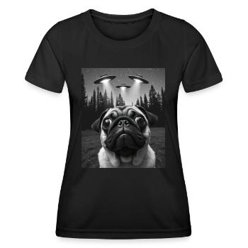 Ufo Lustiger Hund - Frauen Funktions-T-Shirt - Schwarz - Vorne - AI Model Female 172 light (172cm)