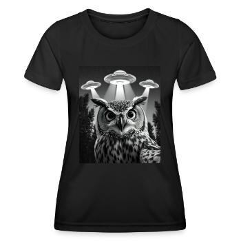 UFO Funny Owl - Women's Functional T-Shirt - black - Front - AI Model Female 172 light (172cm)