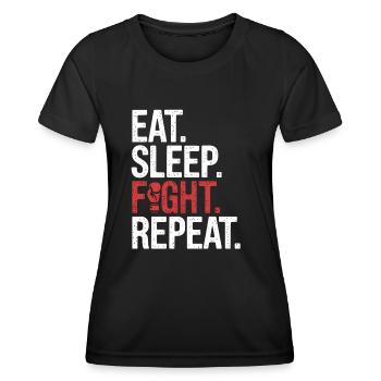 Eat Sleep Fight Repeat - Frauen Funktions-T-Shirt - Schwarz - Vorne - AI Model Female 172 light (172cm)