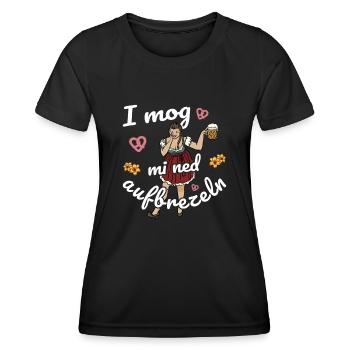 I mog mi ned Aufbrezeln Volksfest Trachten Dirndl - Frauen Funktions-T-Shirt - Schwarz - Vorne - AI Model Female 172 light (172cm)