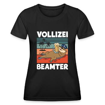 Vollizei Beamter Vatertag Bier Party Saufen Shirt - Frauen Funktions-T-Shirt - Schwarz - Vorne - AI Model Female 172 light (172cm)
