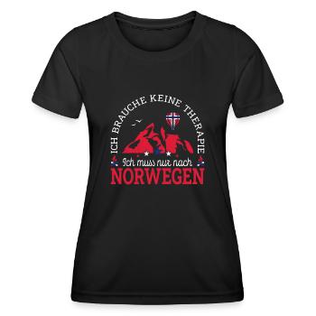 Ich muss nur nach Norwegen Skandinavien Norwegen - Frauen Funktions-T-Shirt - Schwarz - Vorne - AI Model Female 172 light (172cm)