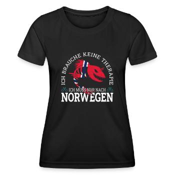 Ich muss nur nach Norwegen Skandinavien Norwegen - Frauen Funktions-T-Shirt - Schwarz - Vorne - AI Model Female 172 light (172cm)