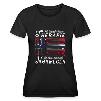 Ich muss nur nach Norwegen Skandinavien Norwegen - Frauen Funktions-T-Shirt - Schwarz - Vorne - AI Model Female 172 light (172cm)
