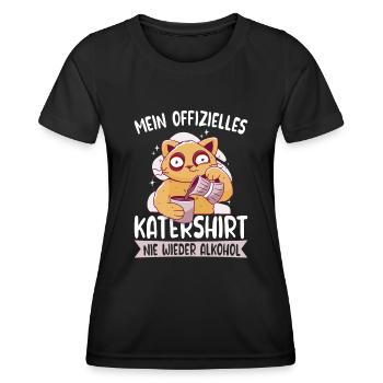 Mein offizielles Katershirt Kater Wein Bier Saufen - Frauen Funktions-T-Shirt - Schwarz - Vorne - AI Model Female 172 light (172cm)