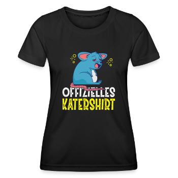 Mein offizielles Katershirt Kater Wein Bier Saufen - Frauen Funktions-T-Shirt - Schwarz - Vorne - AI Model Female 172 light (172cm)