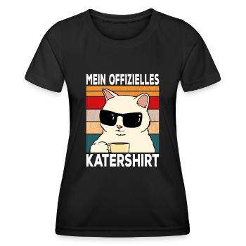 Mein offizielles Katershirt Kater Wein Bier Saufen - Frauen Funktions-T-Shirt - Schwarz - Vorne - AI Model Female 172 light (172cm)