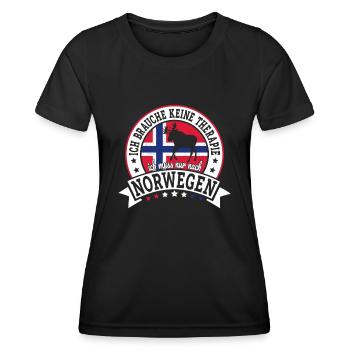 Ich muss nur nach Norwegen Skandinavien Norwegen - Frauen Funktions-T-Shirt - Schwarz - Vorne - AI Model Female 172 light (172cm)