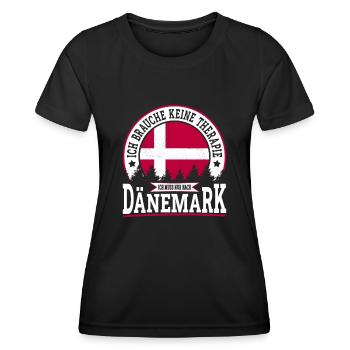 Ich muss nur nach Dänemark Skandinavien Dänemark - Frauen Funktions-T-Shirt - Schwarz - Vorne - AI Model Female 172 light (172cm)