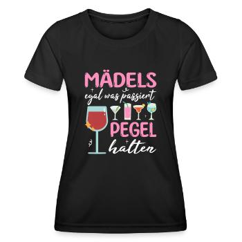 Mädels Pegel halten Mallorca Junggesellenabschied - Frauen Funktions-T-Shirt - Schwarz - Vorne - AI Model Female 172 light (172cm)