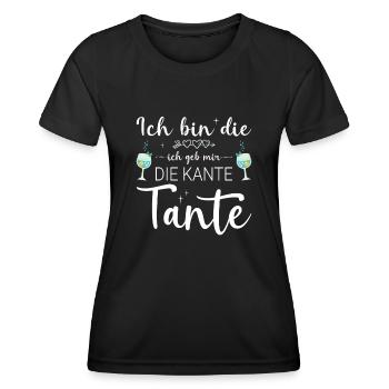 Ich bin die ich geb mir die Kante Tante Sekt Wein - Frauen Funktions-T-Shirt - Schwarz - Vorne - AI Model Female 172 light (172cm)