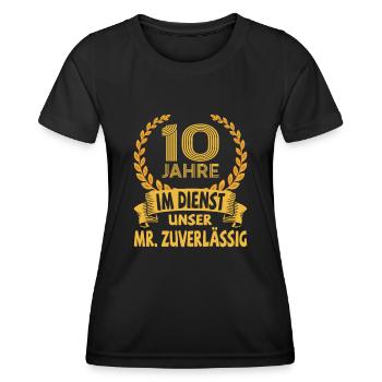 Cadeau d’anniversaire de l’entreprise d’anniversaire de 10 ans de service - T-shirt sport Femme - noir - Devant - AI Model Female 172 light (172cm)
