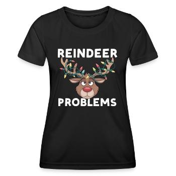 Reindeer Problems - Frauen Funktions-T-Shirt - Schwarz - Vorne - AI Model Female 172 light (172cm)