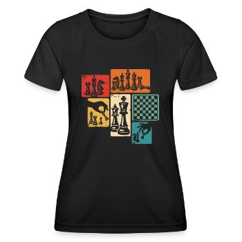 Chess Player Chess Board Game Chess Pieces - Women's Functional T-Shirt - black - Front - AI Model Female 172 light (172cm)