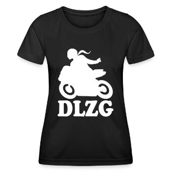 DLZG Motorradfahrerin Die Linke zum Gruß Motorrad - Frauen Funktions-T-Shirt - Schwarz - Vorne - AI Model Female 172 light (172cm)