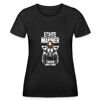 Hommes Cheveux Longs Barbe Cheveux Longs Tresse - T-shirt sport Femme - noir - Devant - AI Model Female 172 light (172cm)
