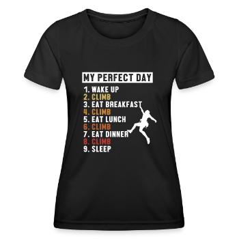 Climbing Perfect Day Sportklettern Speedklettern - Frauen Funktions-T-Shirt - Schwarz - Vorne - AI Model Female 172 light (172cm)