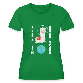 Alpaca From Outer Space Huacaya Pako Lama Alpaka - Frauen Funktions-T-Shirt - Kelly Green - Vorne - AI Model Female 172 dark (172cm)