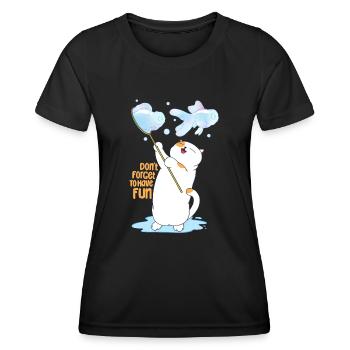 Cat Playing Bubble - Women's Functional T-Shirt - black - Front - AI Model Female 172 light (172cm)