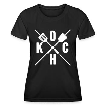 Koch Hobbykoch kocht Gourmet-Küche - Frauen Funktions-T-Shirt - Schwarz - Vorne - AI Model Female 172 light (172cm)