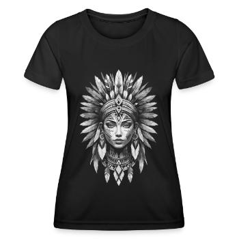 Indische Frau - Stammes-Geometrisches Tattoo - Frauen Funktions-T-Shirt - Schwarz - Vorne - AI Model Female 172 light (172cm)