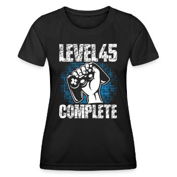 Niveau 45 Cadeau d’anniversaire complet 45 ans - T-shirt sport Femme - noir - Devant - AI Model Female 172 light (172cm)