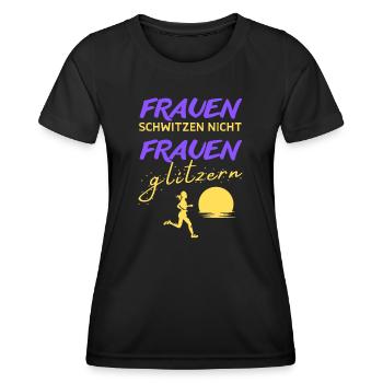 FRAUEN LAUF T-SHIRT LUSTIG SPRUCH LAUFEN RUNNING - Frauen Funktions-T-Shirt - Schwarz - Vorne - AI Model Female 172 light (172cm)