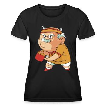 Tennis de Table Grand-père Pingpong Outfit Grand-père - T-shirt sport Femme - noir - Devant - AI Model Female 172 light (172cm)